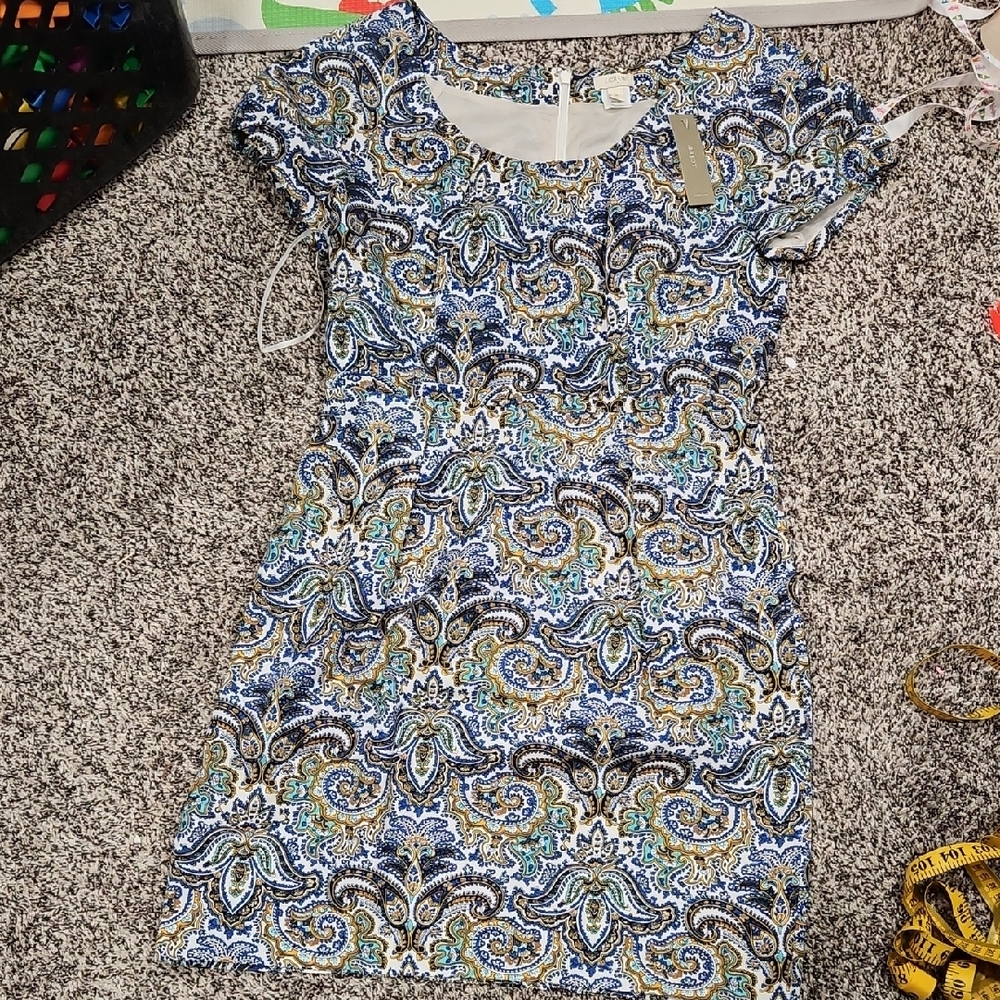J. Crew Paisley Blue and Yellow Dress Has Pockets